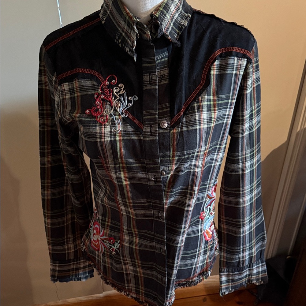 Plaid Embroidered Women's Jacket